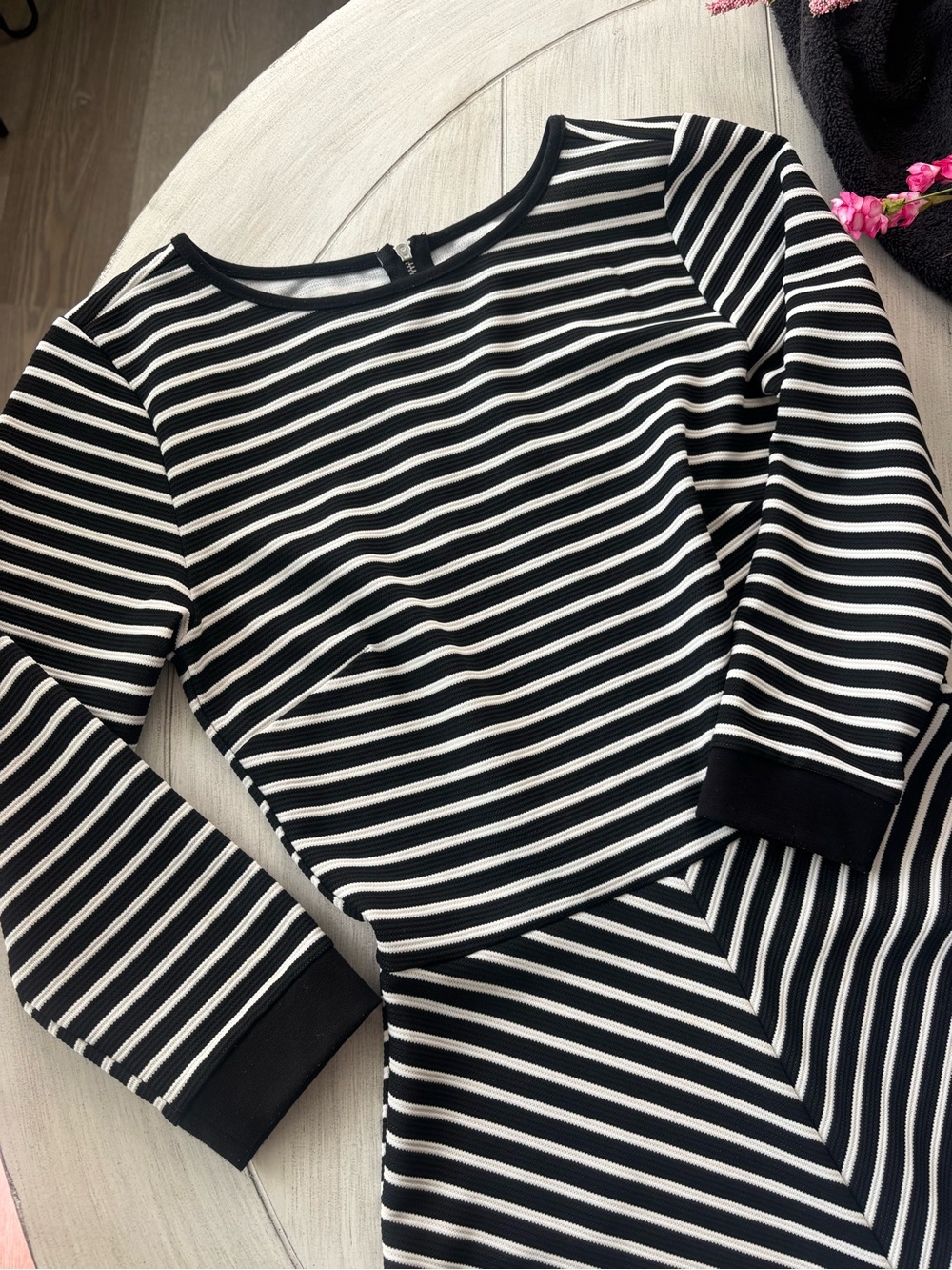 Black & White Striped Women's Dress -  Boatneck, Aline style